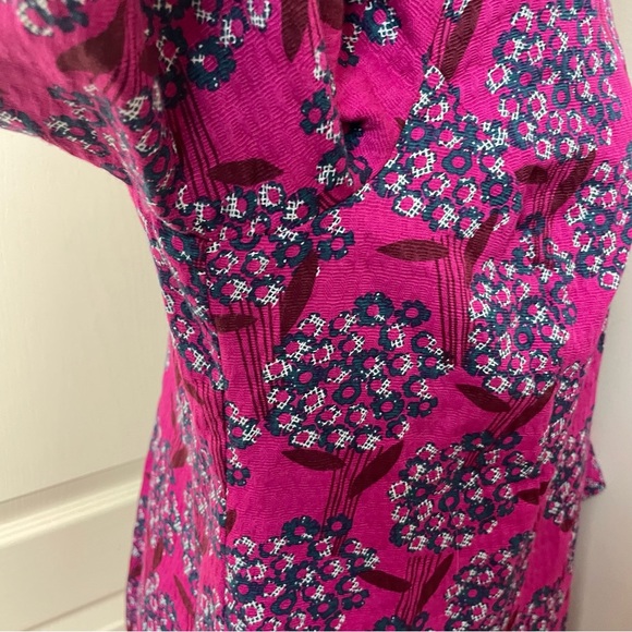 White Stuff Size 16 100% Cotton Perfect Pink Purple Vocal Floral Tunic ¾ sleeve - Picture 5 of 15